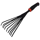 Uonlytech Kleiner Gartenrechen und Laubrechen aus Gummi und Eisen mit Griff Leichter Handrechen für Garten Camping und Outdoor Langlebiges Handwerkzeug für Beete und Rasenpflege