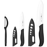 Keramikmesser Set Keramik Messer Küche: Scharf 2er Pack Messerset 15.5cm Kochemesser, 10.7cm Obstmesser Geschenk für Mama (Weiße Klinge)