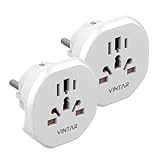 VINTAR 2 PC Reisestecker auf Deutsche Bodensteckdose, zum Anschluss Ausländischer Geräte, wie UK, USA, China, Italien, Schweiz etc. Universal Adapter, Reiseadapter, Steckdosenadapter, Weiß stecker