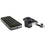 Intex JR. Twin DURA-Beam Downy AIRBED with Foot BIP & 230 Volt Quick-Fill Ac Electric Pump, Schwarz