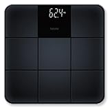 Beurer GS 235 Glaswaage, Digitale Personenwaage mit Magic-Display, Anti-Rutsch Oberfläche in matter Fliesenoptik, Ein- und Abschaltautomatik, schwarz