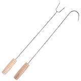 BESPORTBLE Holzgriff Fleischhaken Edelstahl 2 Stück Multifunktionaler Grillhaken für Schweinefleisch Braten und Bbq Verschleißfestes Grillzubehör für Täglichen Gebrauch