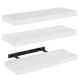 STOREMIC Wandregal, Regale Weiß Wand 40cm, 3er-Set Schweberegal Weiss, Moderne dekorative Regalbrettmit sauber Verarbeitet für Schlafzimmer, Küche, Büro, Wohnzimmer usw