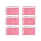 Veemoon 6 Stück Transparente Stapelbare Schuhboxen aus Verdicktem Kunststoff Größe S Rosa Schuhaufbewahrung für Kleiderschrank Schuhregal und Eingangsbereich