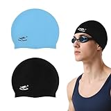 2er-Packung Badekappe Damen,Unisex Badekappe,Silikon Badehaube Damen,Erwachsene Schwimmhaube Damen,Hypoallergen Schwimmkappe Damen,Langes Haar BademüTze Damen,VerstäRkte Kanten Badekappe Herren