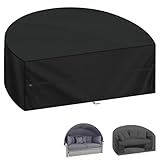 Schutzhülle Halb für Sonneninsel Wasserdicht 210D Oxford-Tuch Abdeckplane Halbrund für Gartenmuschel,Gewebe Gartenmöbel Abdeckung für Garteninsel Abdeckung Relaxi(Size:80x43x31in/205x110x80cm,Color:A)