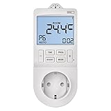 EMOS 2in1 Steckdosenthermostat und Zeitschaltuhr, digitaler Raumtemperaturregler und Timer-Steckdose für Heizung und Kühlung, Heizkörper, Infrarotheizung, Aquarium, Terrarium, Gewächshaus