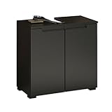 SPICE Badezimmer Waschbeckenunterschrank in Schwarz matt - Bad Unterschrank Badezimmerschrank mit viel Stauraum - 60 x 57,5 x 32 cm (B/H/T)