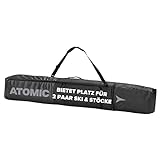 ATOMIC DOUBLE SKI BAG Schwarz - Skitasche für zwei Paar Ski & Stöcke - Längenverstellbare Tasche (175 - 205 cm) - Wasser- & schmutzabweisendes Material - Inkl. Tragegurt
