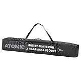 ATOMIC DOUBLE SKI BAG Schwarz - Skitasche für zwei Paar Ski & Stöcke - Längenverstellbare Tasche (175 - 205 cm) - Wasser- & schmutzabweisendes Material - Inkl. Tragegurt