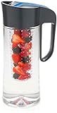 Eaxus® Karaffe mit Fruchteinsatz - 2 Liter Wasserkaraffe mit Deckel. 100% BPA-Frei, Auslaufsicher & Spülmaschinenfest, Grau