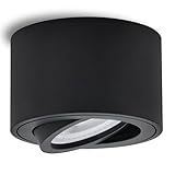 GeyouLux LED Aufbauspot Schwarz 5W 500LM Flach Aufbaustrahler 4000K Neutralweiß 30°Drehung Aluminium LED Deckenspots Φ80×50mm Aufbauleuchte Deckenleuchte inkl Abnehmbares LED Modul 230V