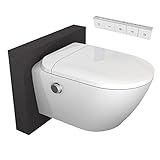 BERNSTEIN Dusch-WC T640 Pro Microbubbles & UV-C-Sterilisation Weiß mit Sitzheizung Spülrandsloses Hänge-WC mit Bidet Funktion mit Fernbedienung Absenkautomatik mit selbstreinigende Düse