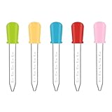 Pipette, 5 Stück 5ml Silikon Kunststoff Pipetten, Liquid Dropper, Transparente Pipette, mit Reinigungsbürste, für Süßigkeitenformen, Bastelarbeiten Kunst, Pflanze
