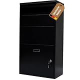 IMLEX Paketbox Paketbriefkasten IM-PB75 Paket Box | Briefkasten mit Paketfach | Wand- und Bodenmontage | Paketgröße bis zu 37x30x18 cm (Schwarz)