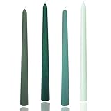 Spitzkerzen, 25,4 cm, 4 Stück, konische Stabkerzen, rauchlos, Abendessen, Party, Hochzeit, Halloween, Weihnachten (grüne Serie, 25,4 cm)