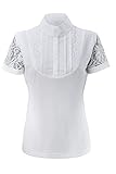 Start Patricia Turniershirt Damen – Kurzarm Reitshirt mit Spitze & Stehkragen – Atmungsaktive Turnierbluse für Reiten & Wettbewerb (Weiß, S)