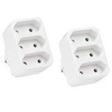 Doppelstecker für Steckdose, 2 in 1 Steckdosenadapter Mehrfachstecker, Mehrfachsteckdose Ohne Kabel, Wandplatte Steckdose Adapter Steckdosenverteiler 2Stück