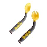 ifundom Biegsames Gabel Löffel Satz aus Langlebigem Material Hitzebeständig Runde Löffelspitze und Passivierte Gabel Babygabel und Fütterungslöffel für Kleinkinder Sicher für Heißes