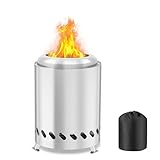 AOOSU Rauchfreie Feuerschale, Tischfeuerstelle aus Edelstahl, Kocher Camping Holzofen Mini Tischkamin Outdoor Holzofen Betrieben mit Reisetasche, Hobo Kocher für Camping, Outdoor, Garten (20cm x 13cm)