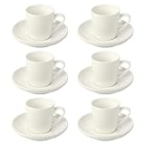 Schramm® Espressotassen Set aus Porzellan 6er Set wählbar in 3 verschiedenen Farben 6 Espresso Tassen mit 6 Untertassen 70ml Espressotassenset Kaffee Tassen Tasse 12-teilig, Farbe:weiss