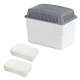 WENKO Feuchtigkeitskiller mit 2 x 1 kg Granulatblock, Raumentfeuchter, fasst bis zu 1,4 Liter Feuchtigkeit, laborgeprüft, nachfüllbar, reduziert Schimmel & Gerüche, 24 x 16 x 15 cm, Weiß/Grau