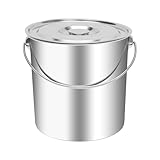Eimer mit Deckel, 6/12/20L Edelstahl Kücheneimer Milcheimer Futtereimer mit Griff, Metalleimer Edelstahl Behälter für Lebensmittel Chemie Waschpulver Klebstoffe (20L)
