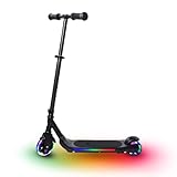 E-RIDES Elektroroller Kinder,E Scooter Kinder mit Bunter Regenbogenlicht,Elektroscooter8 km/h&8 km Langstrecke, 4 Einstellbare Höhen,E Roller Geschenk für Kinder und Jugendliche (Black)