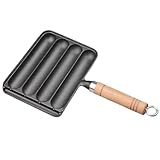 Lisher Bratpfanne aus Gusseisen, Kochtopf zum Kochen von gegrillten Würstchen, vorgewürzt, horizontal, langlebig