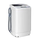 RELAX4LIFE 4,5 kg Vollautomatische Waschmaschine, Waschvollautomat mit Pumpe & Schleuder, Toplader Miniwaschmaschine mit LED-Display & 10 Programmauswahl, 310W/240W, 50 x 50 x 85 cm, Grau