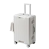 ZHANGshouf Aluminium-Rahmen-Gepäck, große Kapazität, Reisekoffer, 50,8 cm, Handgepäck, Hartschalenkoffer, leise, Universalrollen, Weiß, 55,9 cm, weiß, 66 cm