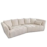 Riess Ambiente Modernes Big Sofa ROYAL - 295cm - Champagner - Bouclé Federkern XXL-Couch Sofa Wohnlandschaft