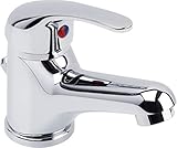 Cornat Waschtisch-Einhebelarmatur 'Leon' - Verchromter Messingkörper - Niedrige Auslaufhöhe - Mit Ablaufgarnitur / Wasserhahn fürs Bad / Waschbecken-Armatur / Badarmatur / SA850, 14.2 x 10.2 x 19.8 cm