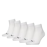 PUMA Unisex Puma Unisex Quarter Plain Sokken (5 stuks) Socks, Weiß, 43-46 EU