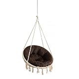 PillowPrim Velvet Kissen für Hängesessel, Sitzkissen für Stuhl, Hängekorb Sessel, Indoor Kissen, Waschbar Auflage, Rund, Swing, Schaukelkissen, Braun, 92 cm