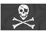 Storm&Lighthouse Große Schwarz Piratenflagge mit der Totenkopf, 150 x 90 cm, mit Metalösen Jolly Roger Schädel Fahne für Piraten Party Dekorationen