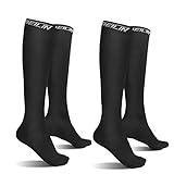 Deilin 2 Paar Kompressionsstrümpfe für Damen und Herren, Kompressionssocken Compression Socks Thrombosestrümpfe für Flug, Sport, Laufen, Radsport Schwarz M