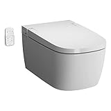 VitrA V-care 1.1 Comfort Dusch-WC V-Care Spülrandlos Wand Hänge WC inkl. Kinderfunktion & Entkalkungsfunktion, Bidetfunktion Duschtoilette Fernbedienung