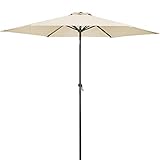 Kingsleeve® Sonnenschirm 300 cm UV Schutz 80+ Abdeckung Kurbel Knickbar Alu Rund Balkon Terrasse Garten Balkonschirm Kurbelschirm Marktschirm Beige