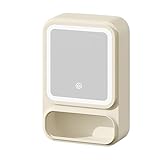 Badezimmer-Spiegel mit LED-Beleuchtung, Wandmontage, moderner Organizer, verstellbar, beleuchteter Spiegel, offenes Regal, magnetische Tür, wasserdicht, für Zuhause, Vermietung, Spa, SA