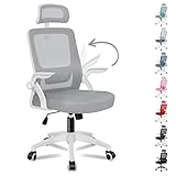 ALFORDSON Chair Bürostuhl ErgonomischSchreibtischstuhl 100% individuell einstellbar, Büro Stuhl, Gaming Stuhl, Computerstuhl Home Office Chair Ergonomic, Drehstuhl 180 kg,Weiß und Grau