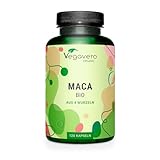 BIO MACA Kapseln Vegavero® | 3000 mg pro Tagesdosis | 100% BIO | 120 Kapseln | 4 Maca Sorten: schwarz, rot, gelb und violett | Vegan & Ohne Zusätze