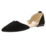 Loafers Mokassins Damen mit Perlen, Damenschuhe mit Absatz, vielseitige Hohlschuhe, Damenschuhe mit spitzer Zehenpartie, Zehenschuhe, schöne Frauen