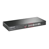 Mercusys 16-Port 10/100Mbps Rack-Switch (PoE+) + 2 Gigabit-Ports (nicht PoE), 190W Budget, bis zu 250m, Isolationsmodus, Prioritätsmodus, automatische PoE-Wiederherstellung, Metallgehäuse, einfach