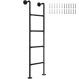 Metallleiter für das Dachgeschoss zu Hause, schwarze Etagenbettleiter, wand-/bodenmontierte Sicherheitstrittleiter für Wohnungen, Balkone, Lagerhallen und Decks – robuste Kletterleiter(220cm/87in)