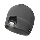 Taximi Fleece Mütze mit LED Licht - Skimütze mit Licht Herren Frauen, Windstopper Stirnlampe Mütze für Wandern Running Langlauf