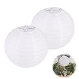 OUDQFCJ 2 Stück Papierlampenschirm Rund Lampions für Kreative DIY-Projekte Party Garten Hochzeit Dekoration 20 cm Weiß