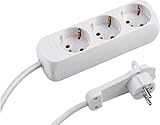 Meister Steckdosenleiste 3-fach - Extraflacher Stecker - 1,4 m Kabel - weiß - IP20 Innenbereich / Mehrfachsteckdose / Steckerleiste mit Flachstecker / 7430170