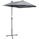 Outsunny 2 x 2 m Sonnenschirm Halbrundschirm Balkonschirm mit Halterung wasserabweisend für Garten Terrassen Höfe 100% Polyester Dunkelgrau