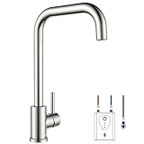 Ulytid Wasserhahn Küche Niederdruck, Spültischarmatur Küche Armatur aus Edelstahl, 360° Schwenkbar Einhebel Küchenarmatur für Boiler oder Untertischgeräte Einfache Installation, Gebürstetes Nickel